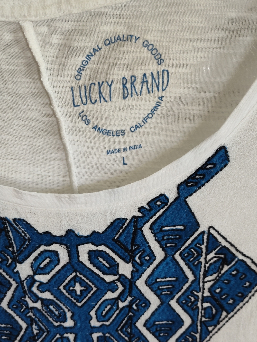 Lucky Brand Embroidered Cotton Shirt, Size L - Picture 2 of 4